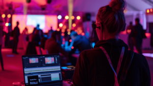 uebertragungstechnik-digitales-event | Bernstein Agentur Techniker bedient Mischpult und Übertragungstechnik bei einem digitalen Event