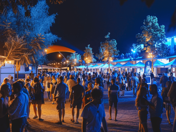 Festliche Beleuchtung und Dekor für eine Abendveranstaltung